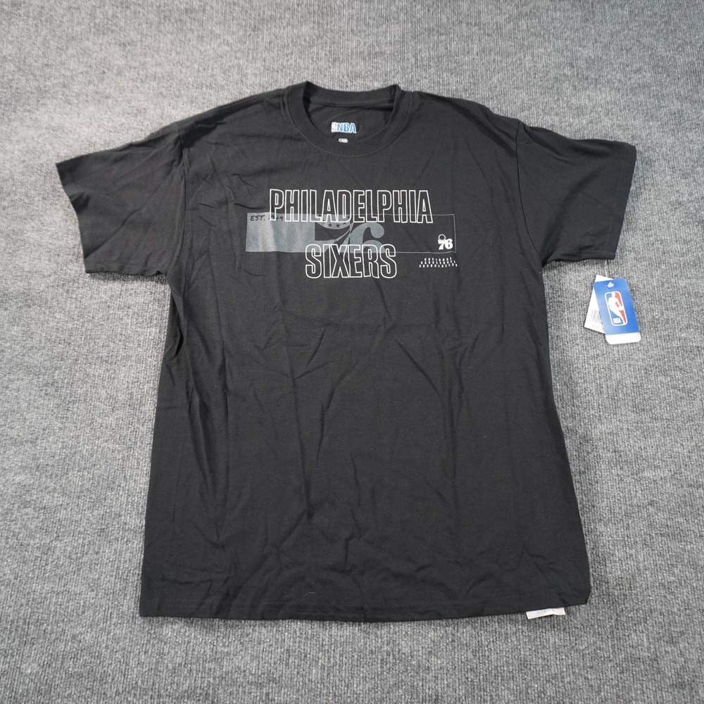 NBA Philadelphia Sixers T-Shirt Mens Large Black Graphic Short Sleeve Tee